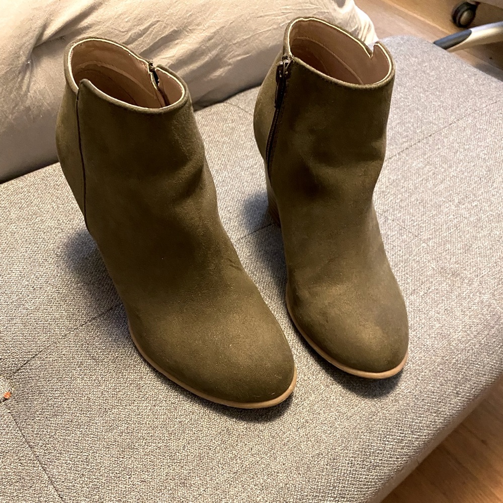 Olive green ankle boots
